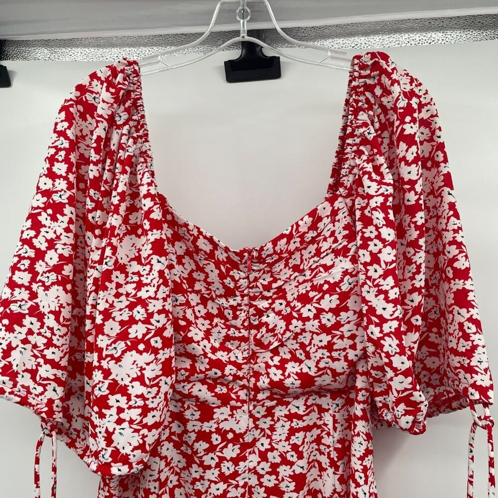 Showpo Floral Maxi Dress Off Shoulder 3/4 Sleeve Red/Multi Size 10 - Picture 6 of 8